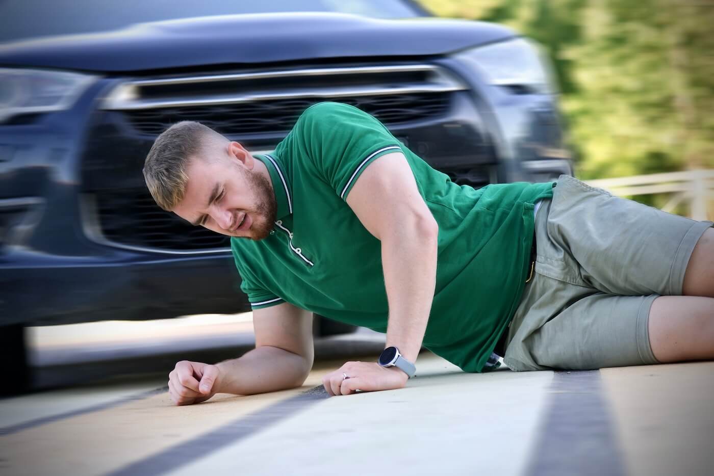 A collision on the road at an intersection