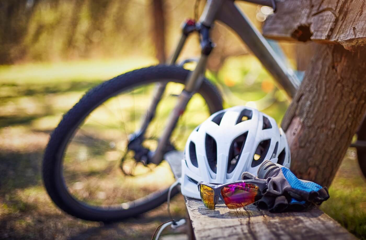 Bicycle gear, helmet and gloves