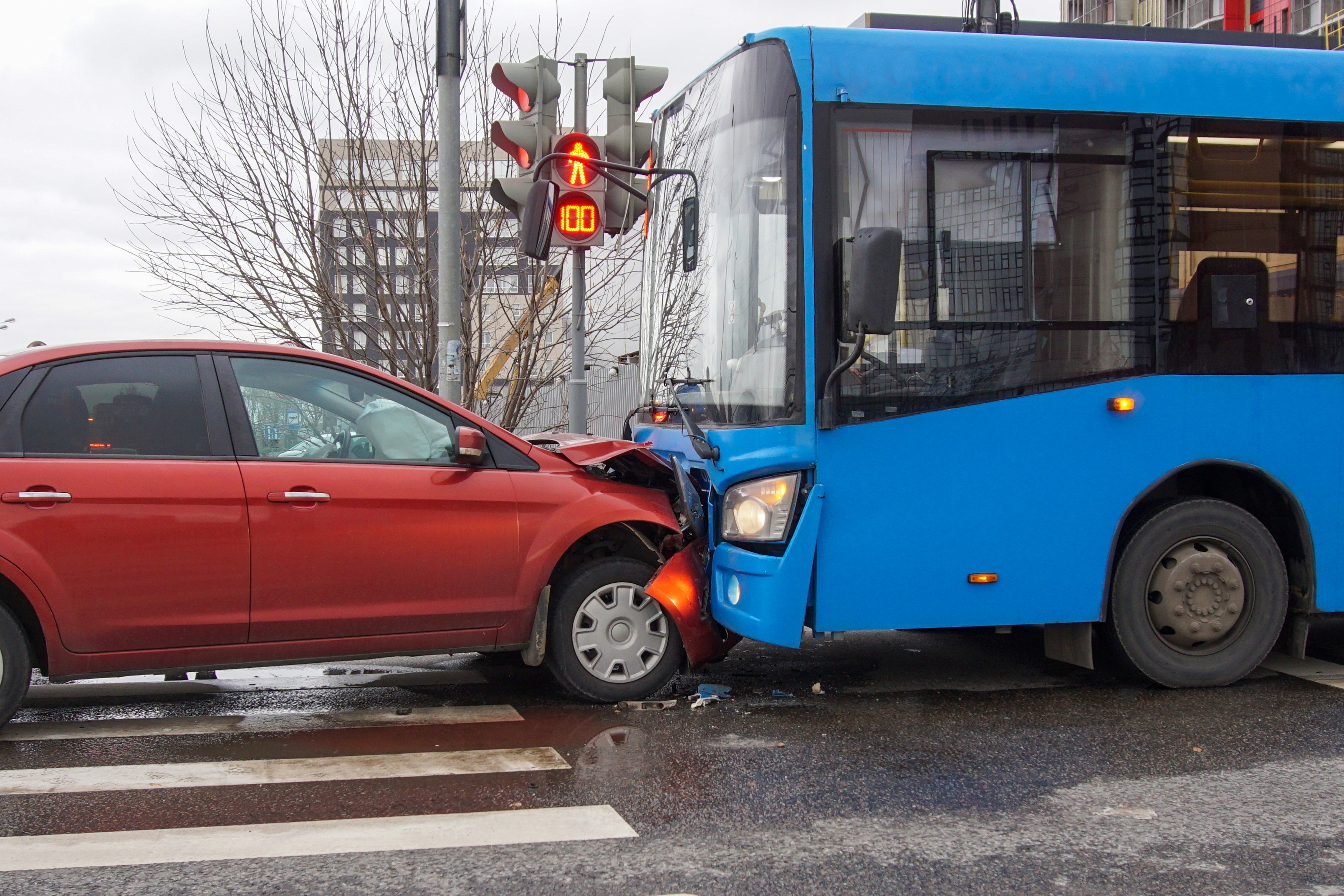 Frontal Collision Photo of Bus Accident